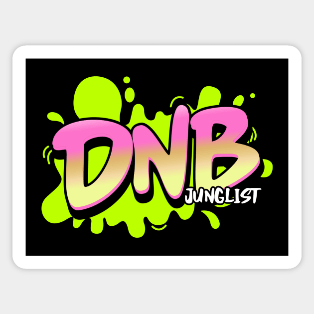 DNB - Junglist Splat (Lime Green) Sticker by DISCOTHREADZ 